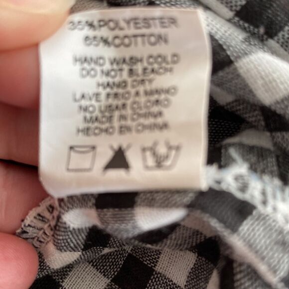 Love Culture Black and White Checked Buttoned Down Oversized Long Top - Picture 6 of 7